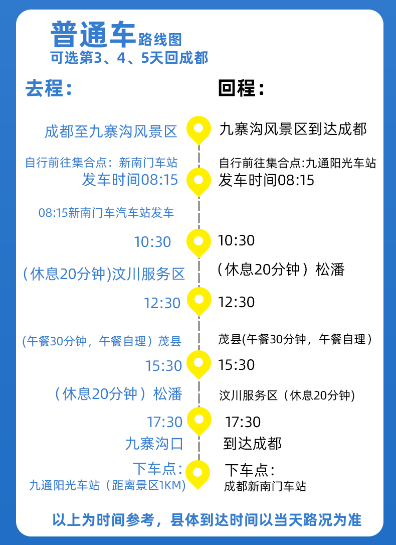 成都到九寨沟景区直通车纯玩无购物可选21保姆车车载wifi可选第345天