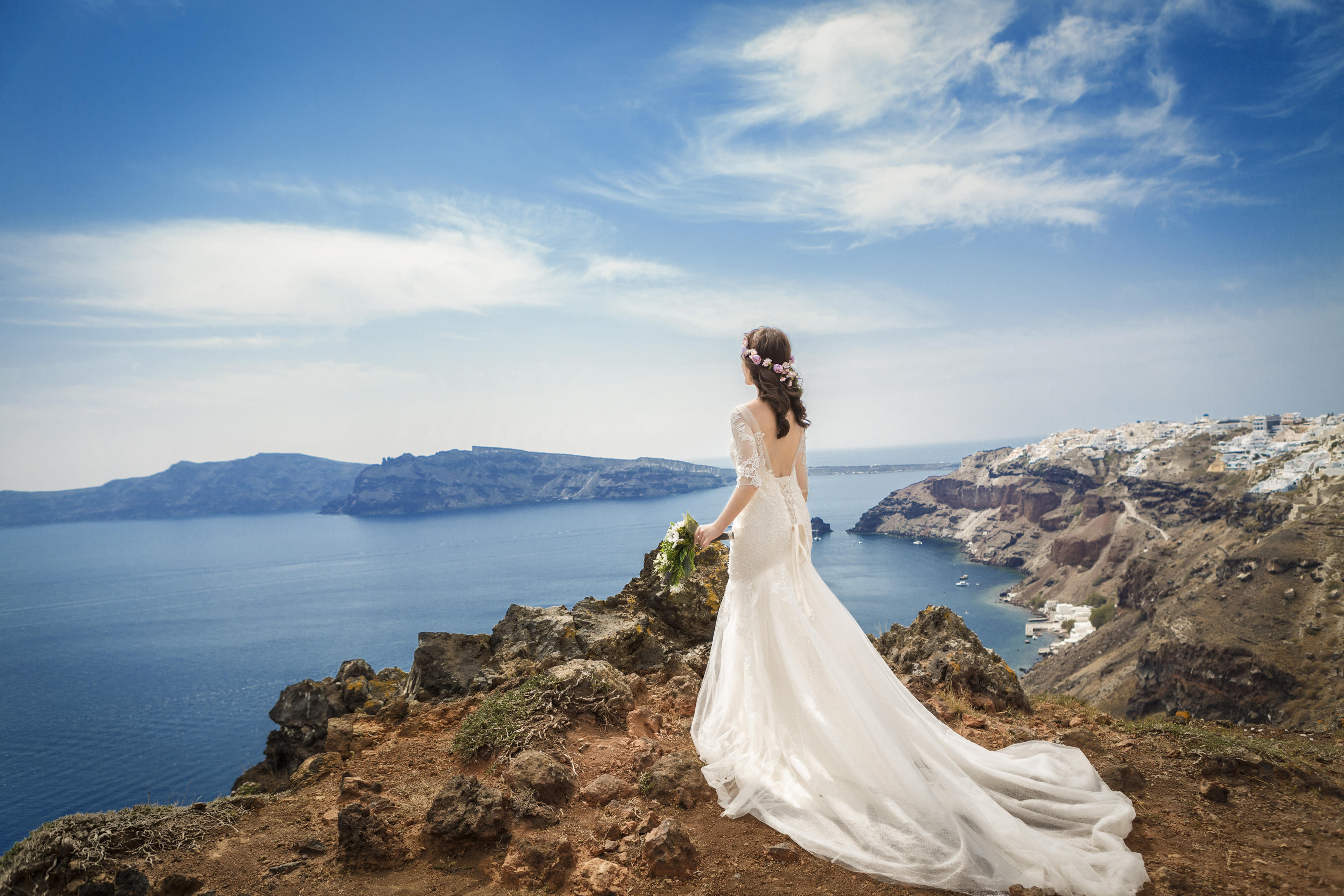 希腊圣托里尼蜜月婚纱拍摄两不误婚纱照旅拍一站式全包2人价格可选择