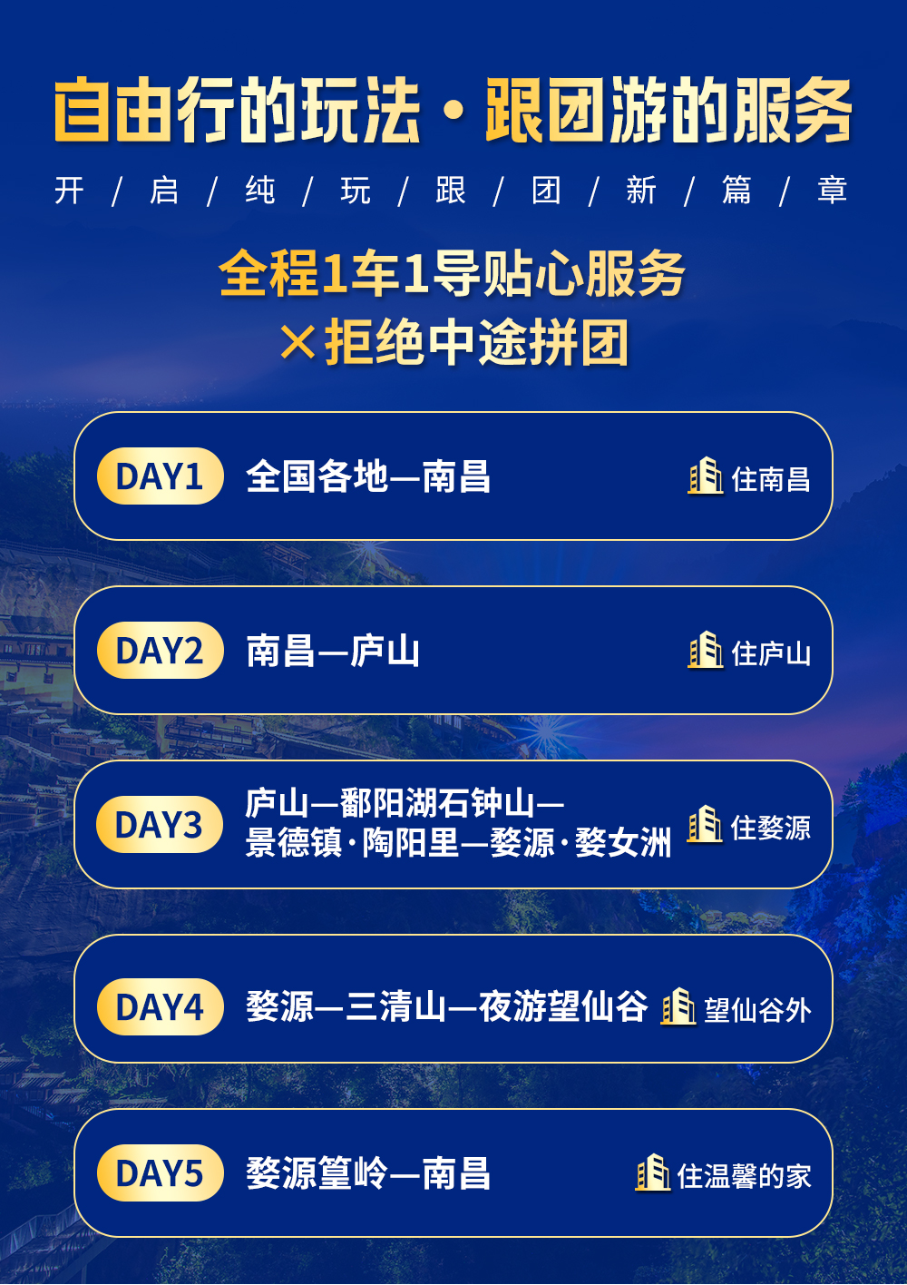 婺源徽宴4,包含门票:庐山门票,鄱阳湖石钟山门票,景德镇陶阳里景区