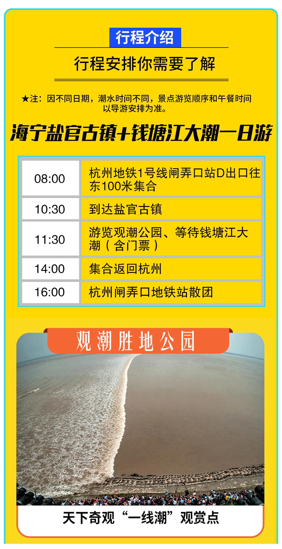 海宁盐官古镇 海宁潮 观潮胜地公园一日游【真纯玩 天下奇观 游古镇