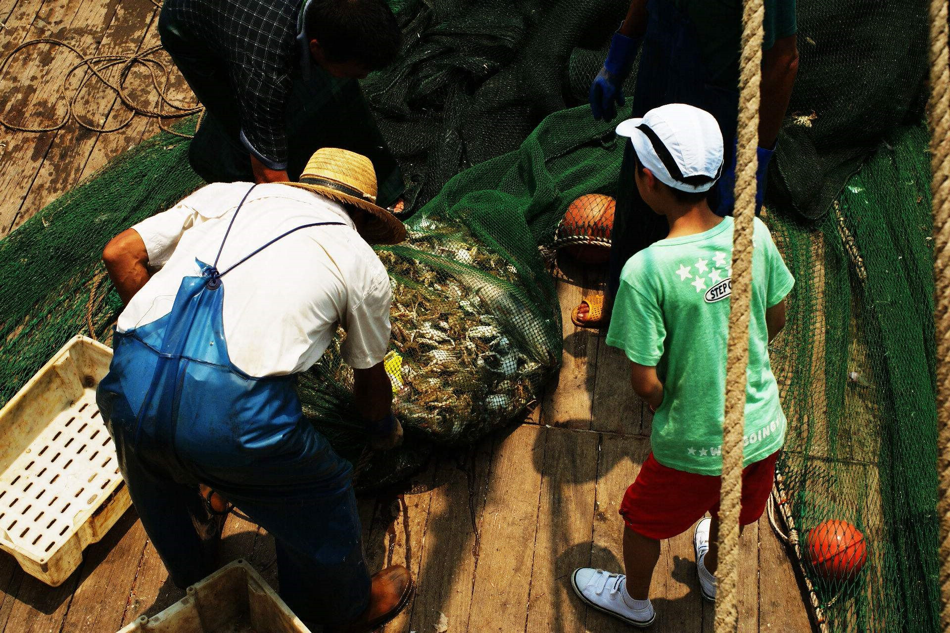 霞浦大京沙滩出海捕鱼体验这边不只有滩涂日出日落跟着船老大出去浪一