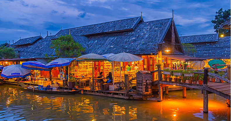 泰国芭提雅四方水上市场杜拉拉水上市场四合镇水乡乐园门票电子票多