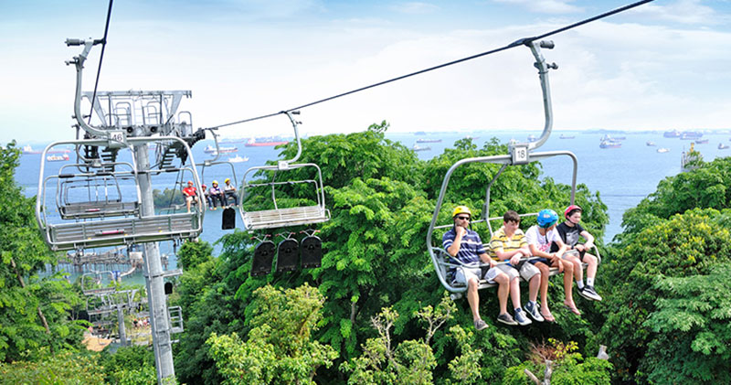 新奇滑坡车新加坡圣淘沙空中吊椅及斜坡滑车体验票2圈3圈4圈可选