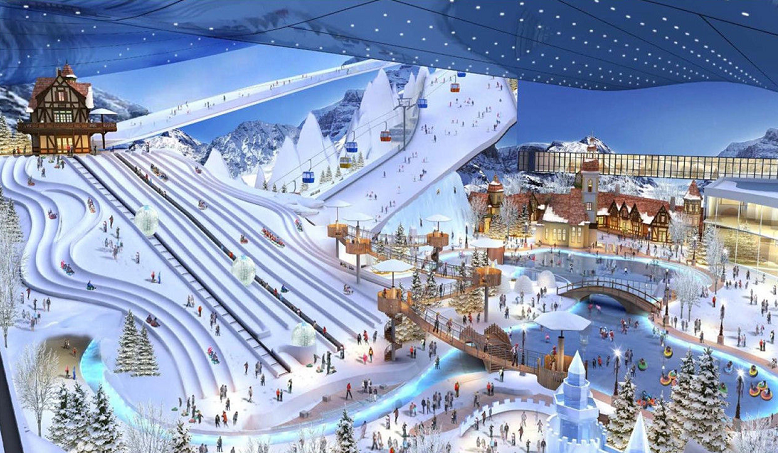 迪拜沙漠中冰雪奇迹室内滑雪场雪上公园全日门票