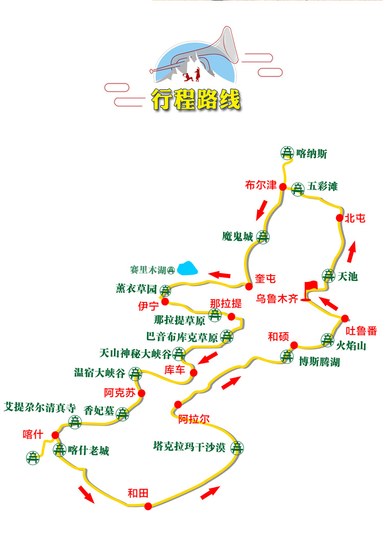 新疆全景南北疆16日游天池喀纳斯魔鬼城赛里木湖那拉提巴音布鲁克独库