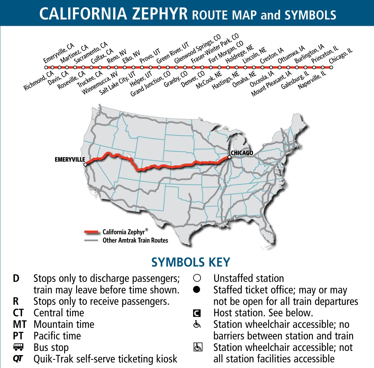 美国amtrak 加州和风号 芝加哥出发至伯灵顿/奥马哈/丹佛/盐湖城/雷诺