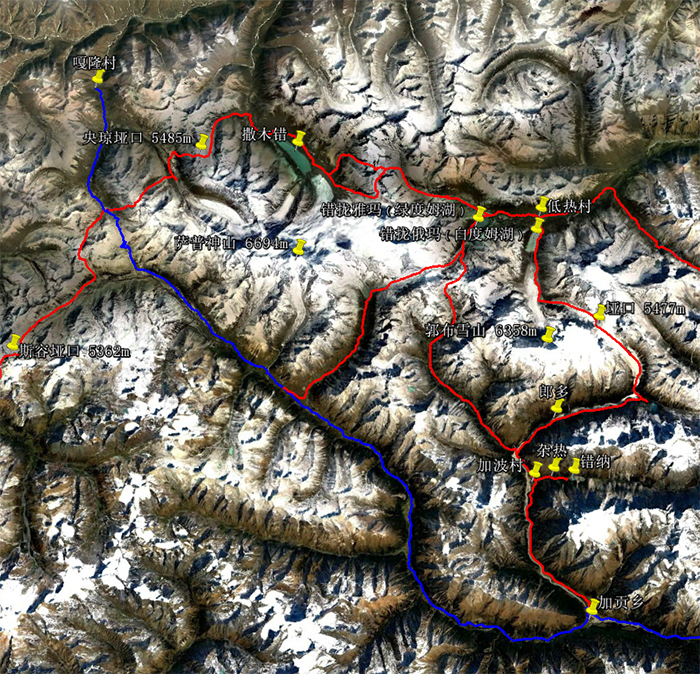 西藏比如县萨普神山转山徒步导航路线