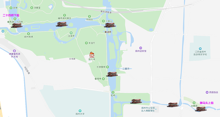 扬州乾隆水上游览线游船票瘦西湖门票御马头上船瘦西湖二十四桥下船3