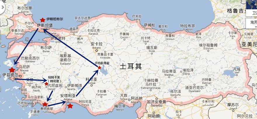 郑州起止土耳其圣索菲亚大教堂棉花堡费特希耶安塔利亚卡帕多奇亚11天