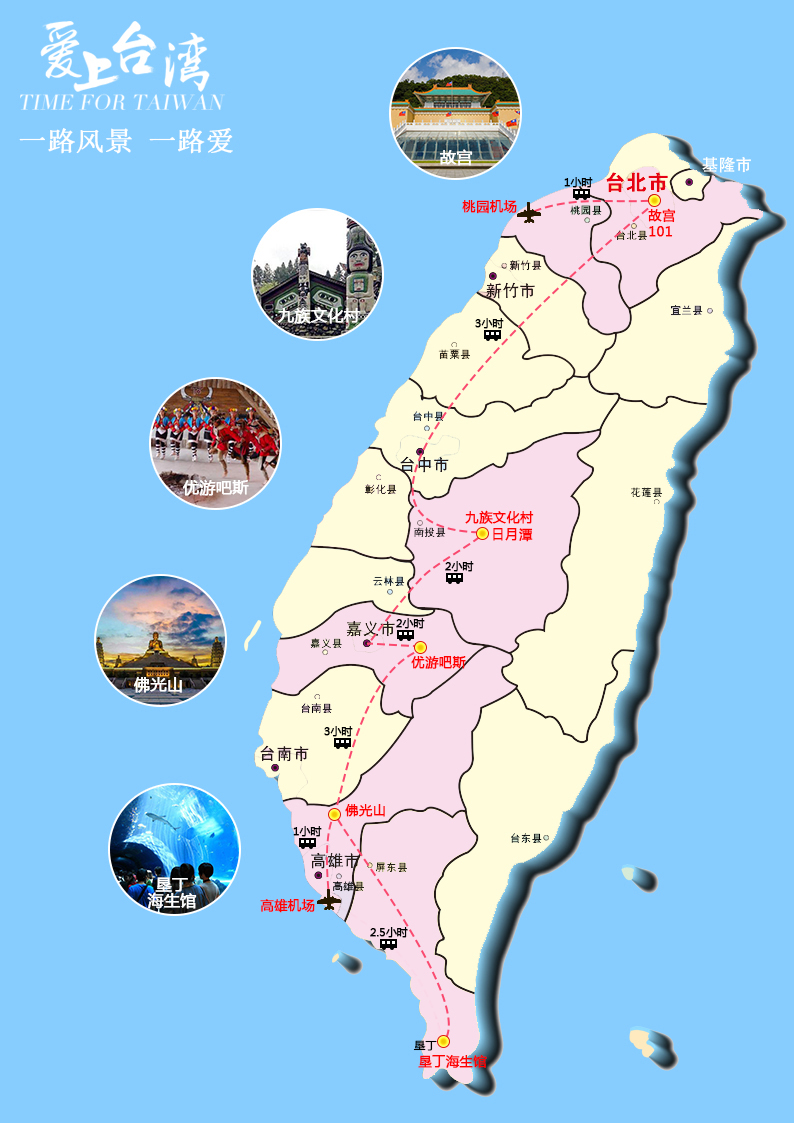 澳门直飞台湾台北高雄垦丁6天5晚跟团游纯玩0自费全程五花101登顶台北