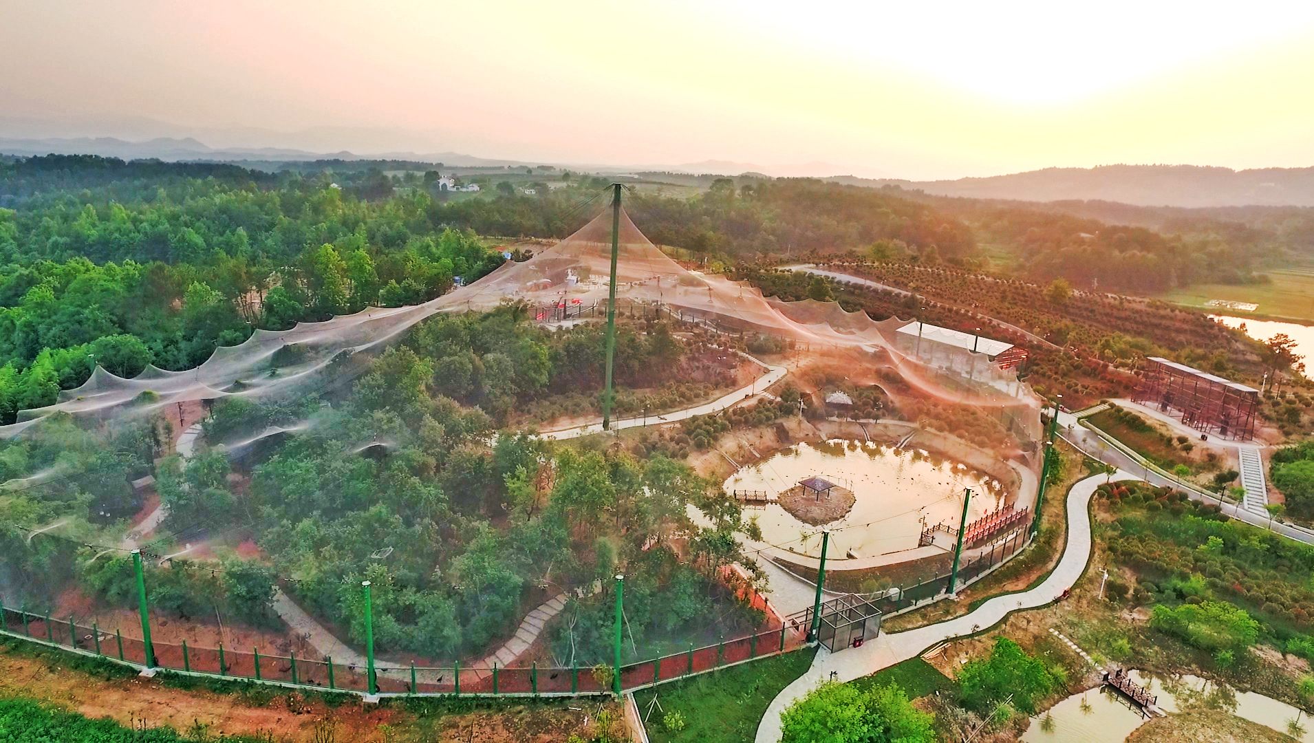 整个鸟语林分为天网区和无网区两大区域,其中,天网区约2万平方米,里面