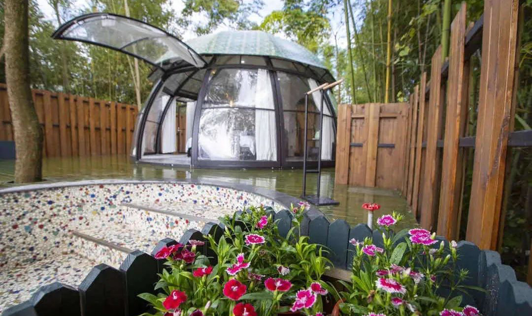 长沙宁乡灰汤足迹岛星空民宿1晚住宿套餐独立岛屿私享温泉