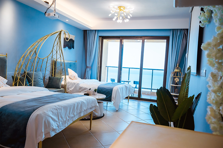 惠州双月湾虹海湾二期度假公寓2天1晚住宿豪华海景主题房大双床随机