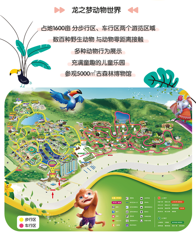 暑期亲子欢乐季湖州龙之梦动物世界步行区观光小火车双人票269元有效