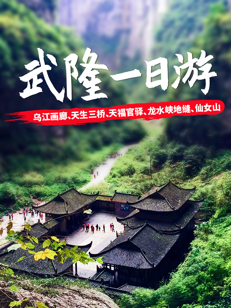 重庆旅游武隆仙女山天坑地缝一日游纯玩天生三桥龙水峡地缝仙女山乌江