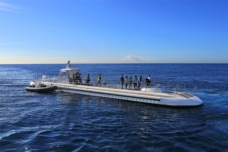 夏威夷大岛亚特兰蒂斯潜水艇观光中文语音讲解器深入海底100英尺大岛